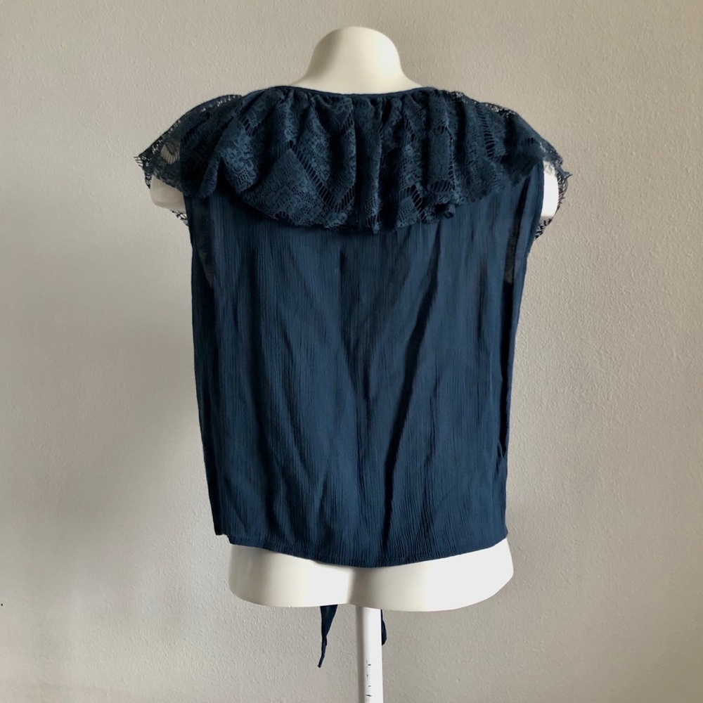 MASON & BELLE Navy Tank Top Lace Ruffles - Picture 5 of 13